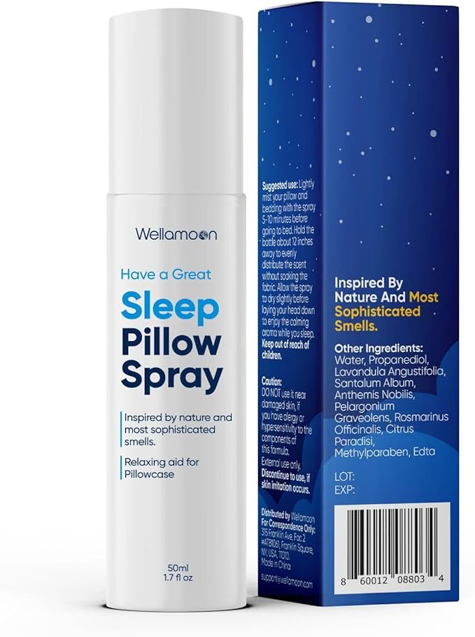 Wellamoon Nighttime Relaxation Duo – Lavender Pillow Spray &amp Botanical Wellness Patches with Melatonin – Evening Self-Care Routine for Adults