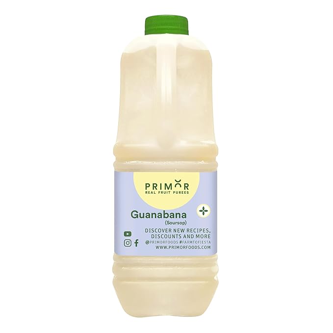 Primor Fruit Purees | Made with Real Fruit | Countless Applications: Juices Smoothies Cocktails Desserts and More - Guanabana