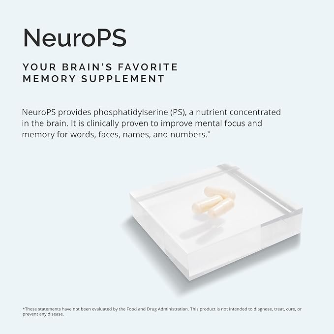 BRAINMD Dr Amen NeuroPS - 30 Capsules - 150 mg PhosphatidylSerine - Promotes Mental Focus Energy &amp Memory - Gluten Free - 30 Servings