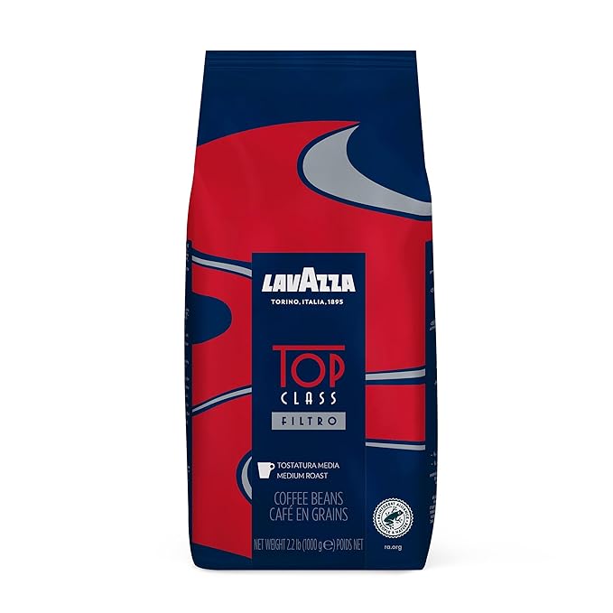 Lavazza Top Class Filtro Whole Bean Coffee Medium Roast 2.2LB Bag 100% Natural Arabica Milk chocolate and roasted hazelnut aromatic notes