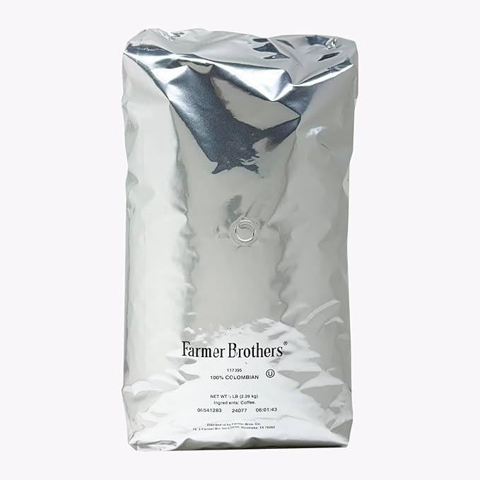 Farmer Brothers 100% Colombian Whole Bean Coffee 5lb Bag (Replaces 3387)