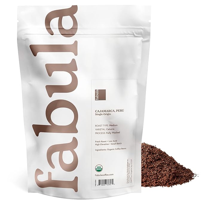 Fabula Organic Coffee Freshly Grounded - Medium and Decaf Medium - 2 Bag Bundle