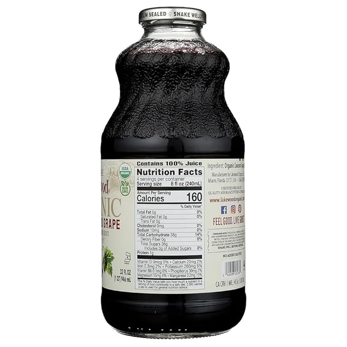 Lakewood Organic Fresh Pressed Pure Concord Grape (2 x 32 FL OZ)