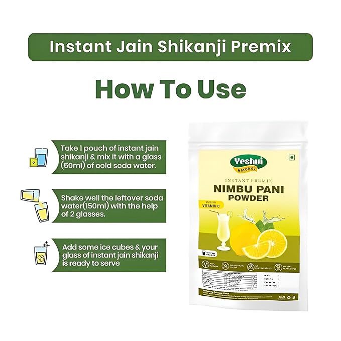 Yeshvi NATURAL Nimbu Pani Powder &amp Aam panna Powder Combo Pack Instant Mix Drink Powder Just Add Water &amp Drink Easy to Make Beverage Summer Drink Each 100gm Pack of 2