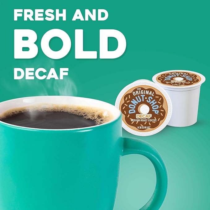 The Original Donut Shop Decaf Keurig Single-Serve K-Cup Pods Medium Roast Coffee Simply Great Coffee without the caffeine! Enjoy the same great-tasting coffee! Full-flavored! Simple and Delicious!