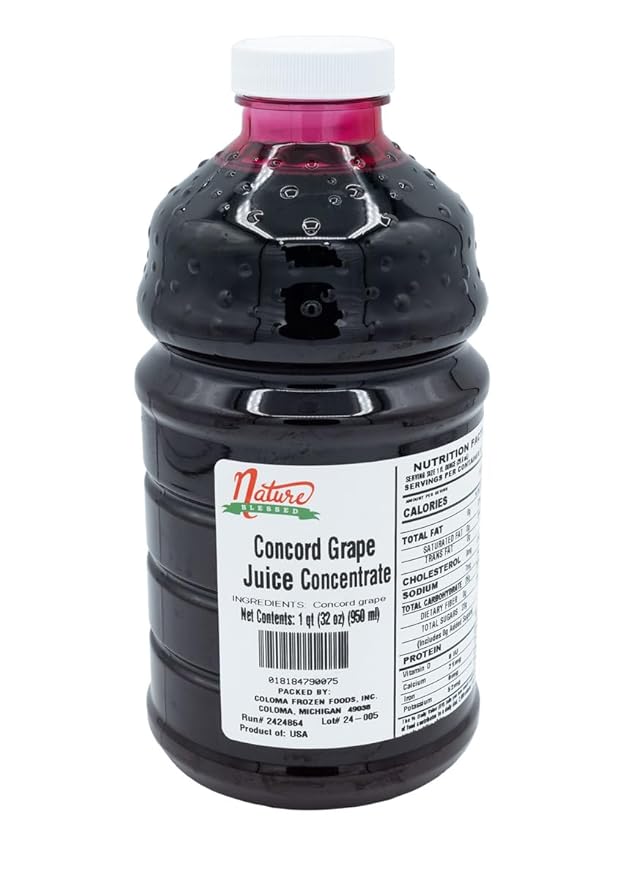 Nature Blessed 100% Pure Concord Grape Concentrate - 1 Quart (1/32 fl oz bottle) Applications: Home Wine Making Brewing Distilling Smoothies