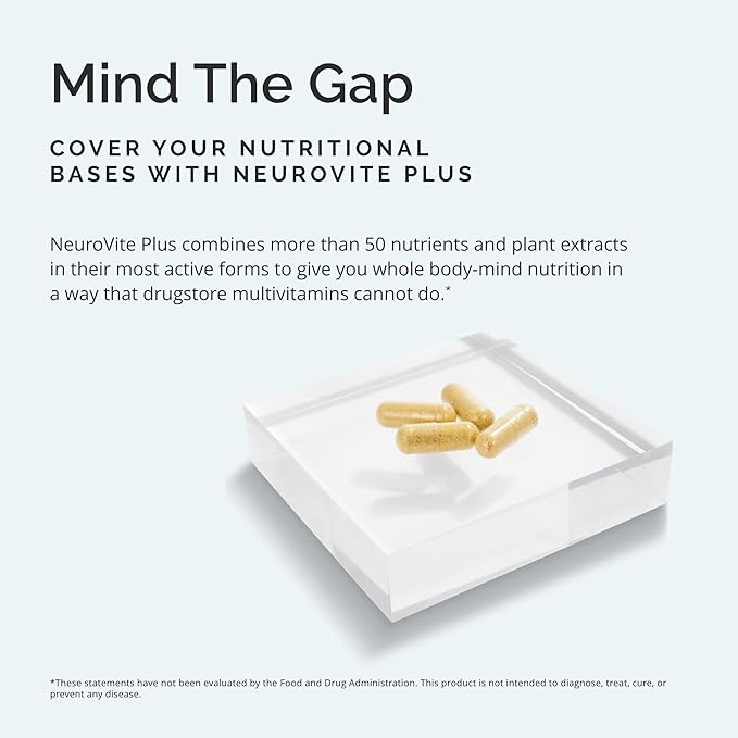 BRAINMD Dr Amen NeuroVite Plus - 120 Capsules - Multivitamin &amp Mineral Supplement Enhanced with Phytonutrients Enzymes &amp Whole Foods - Gluten Free - 30 Servings