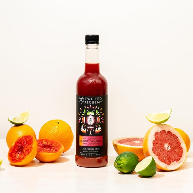 Twisted Alchemy Blood Orange Margarita Mix - Premium Margarita Mixer With Cold Pressed Juice For Craft Cocktails - (25 Oz Bottle Pack of 1) - All Natural Non-GMO &amp Preservative Free - Ships Cold