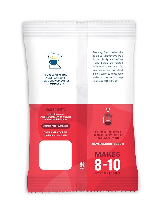 Cameron's Coffee Roasted Ground Coffee Bags Flavored French Vanilla 2.5-Ounce (Pack of 42