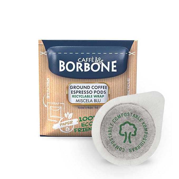 Caffè Borbone Espresso Paper Pods Blue Blend Balanced and Full-Bodied Medium Roast ESE Pods Authentic Italian Espresso - 50 Count