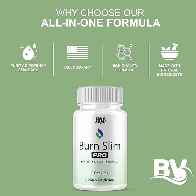 BLUE VIBE Burn Slim Pro Capsules BurnSlim Advanced Maximum Strength Overall Health &amp Wellness Support Supplement Burn Slim Premium All Natural Daily Health Support Formula (3 Pack - 180 Capsules