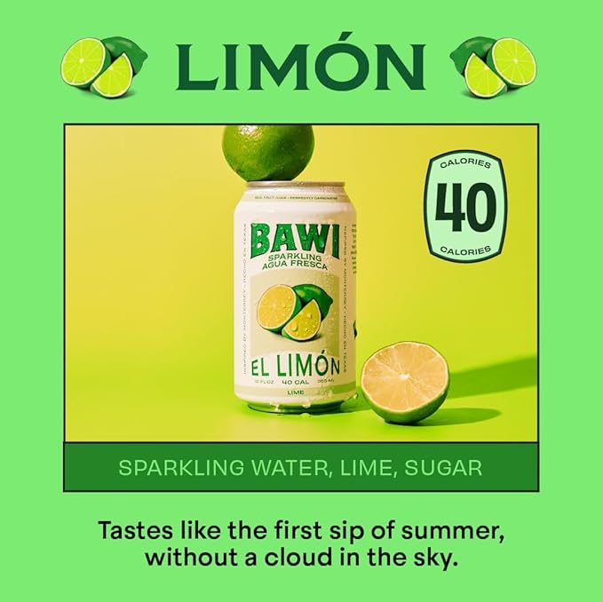 Bawi Agua Fresca Lime Flavored Sparkling Drink 12 Fluid Ounces (Pack Of 12)