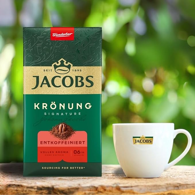 Jacobs Kronung Entkoffeiniert Decaf Ground Coffee 500 Gram / 17.6 Ounce (Pack of 3)
