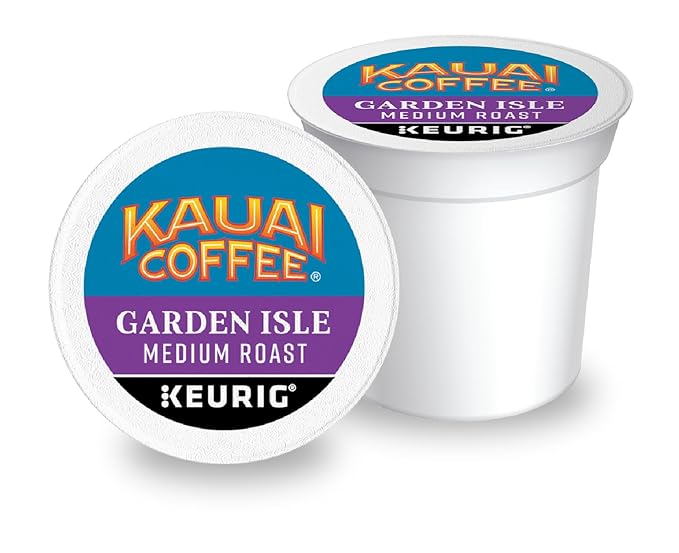 Kauai Coffee K-Cup Pods for Keurig Brewers – Arabica Coffee 10% Hawaiian – Medium Roast Bright Aroma With Light Floral Notes – Garden Isle 1 Pack of 48 Single Serve K-Cups
