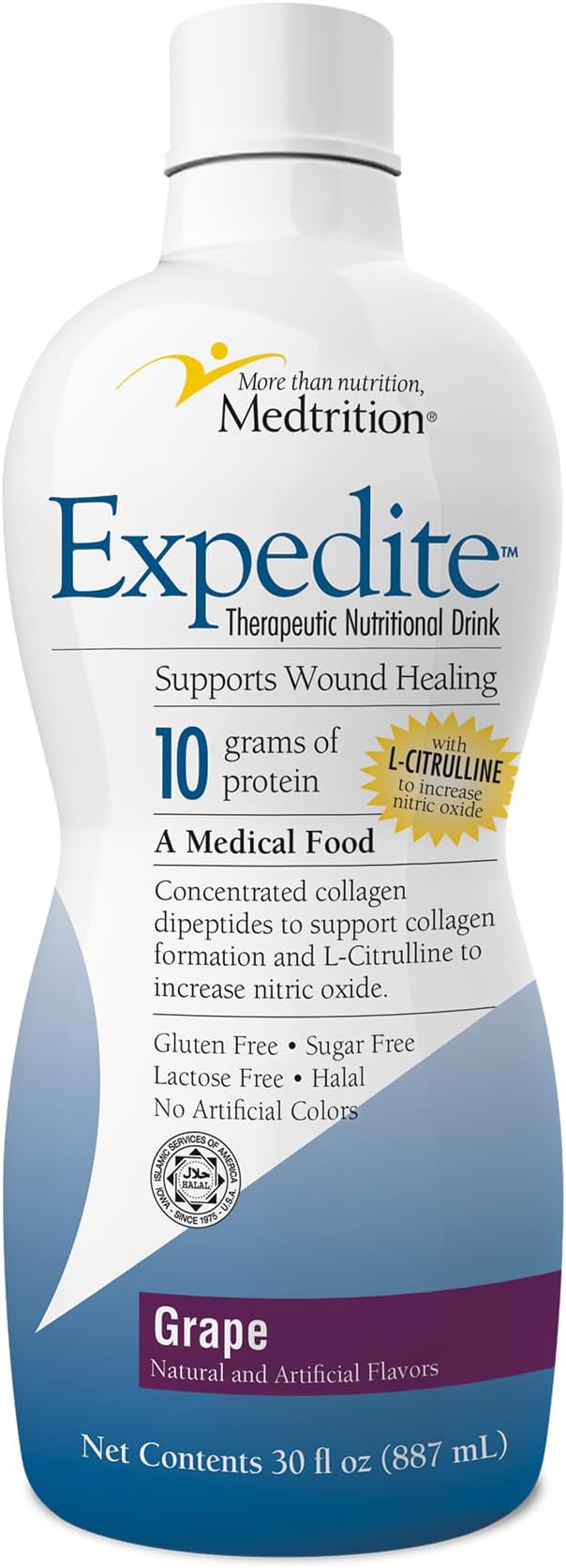 Medtrition Expedite Liquid Collagen Grape 30 Fl Oz Pack of 1 - Nutrition Support for General Orthopedic &amp Cosmetic Surgery Recovery