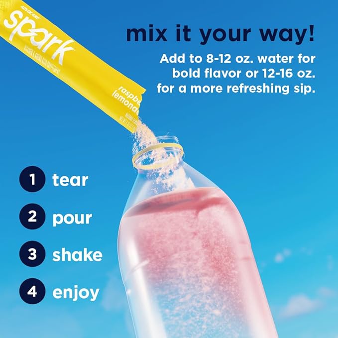 AdvoCare Spark Vitamin &amp Amino Acid Supplement - Sugar-Free Focus &amp Energy Drink Powder with Vitamins A C E &amp B-12 - Raspberry Lemonade 14 Stick Packs