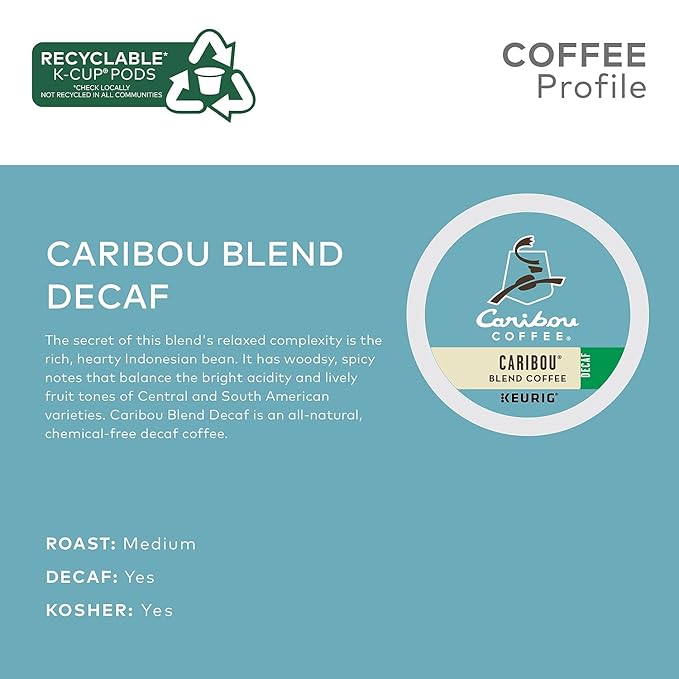 Caribou Blend Decaf Coffee K-Cups 24/Box