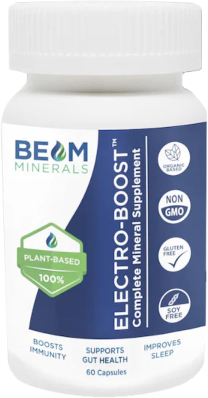 Beam Minerals Complete Multi-Mineral Capsules | Electro-Boost Plant-Based Electrolytes and Micronutrients for Men and Women | Help to Boost Immunity Support Gut Health and Improve Sleep | 60 Capsules