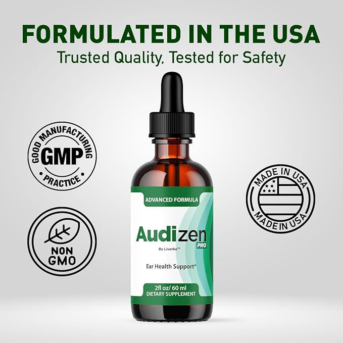 (2 Pack) Audizen Pro - Original Audizen Pro Drops for Healthy Ringing Ear Support Oral Supplement Drop All Natural Clean Liquid Formula Auditory Wellness and Inner Ear Balance 2 Bottles for 2 Months