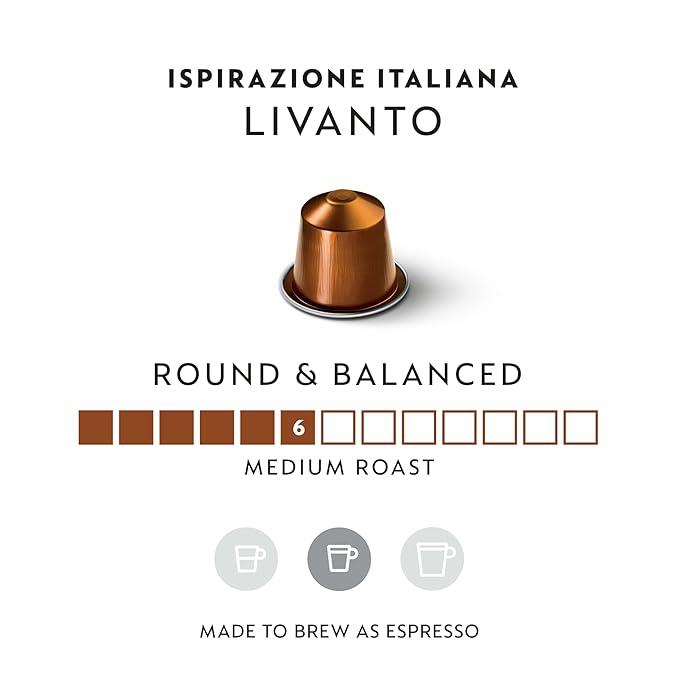 Nespresso Capsules Original Line Livanto Medium Roast Espresso Coffee 50 Count Coffee Pods