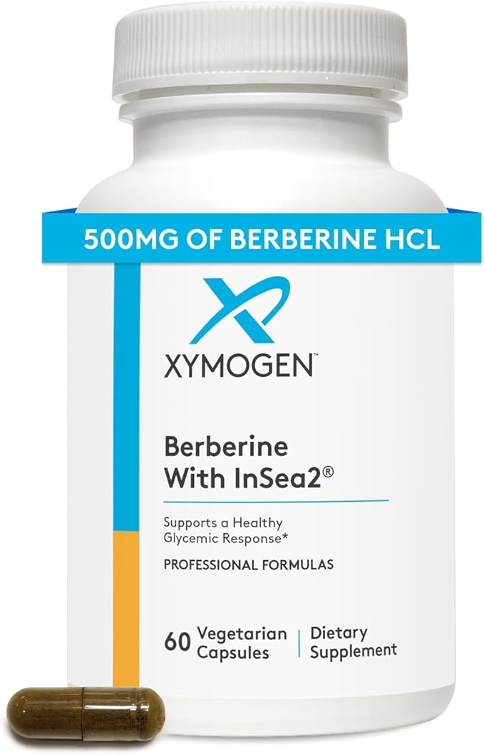 XYMOGEN Berberine with InSea2 - Berberine Supplement 500mg - Daily Metabolic Support Supplement - Wildcrafted Brown Seaweed Polyphenols - Support Wellness &amp Digestive Balance (60 Capsules)