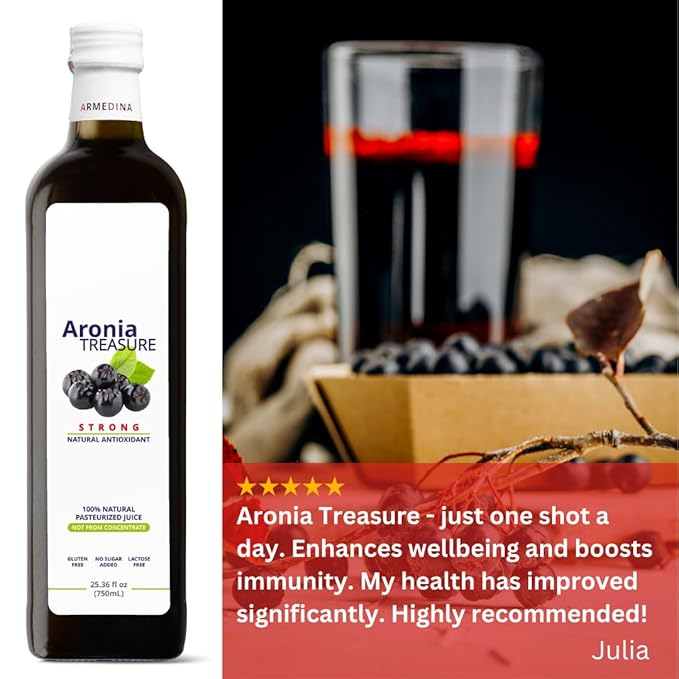 [Aronia Treasure] 100% Aronia Berry Juice: Rich in Antioxidants Gluten-Free Vegan Not From Concentrate made from Premium Aronia Berries