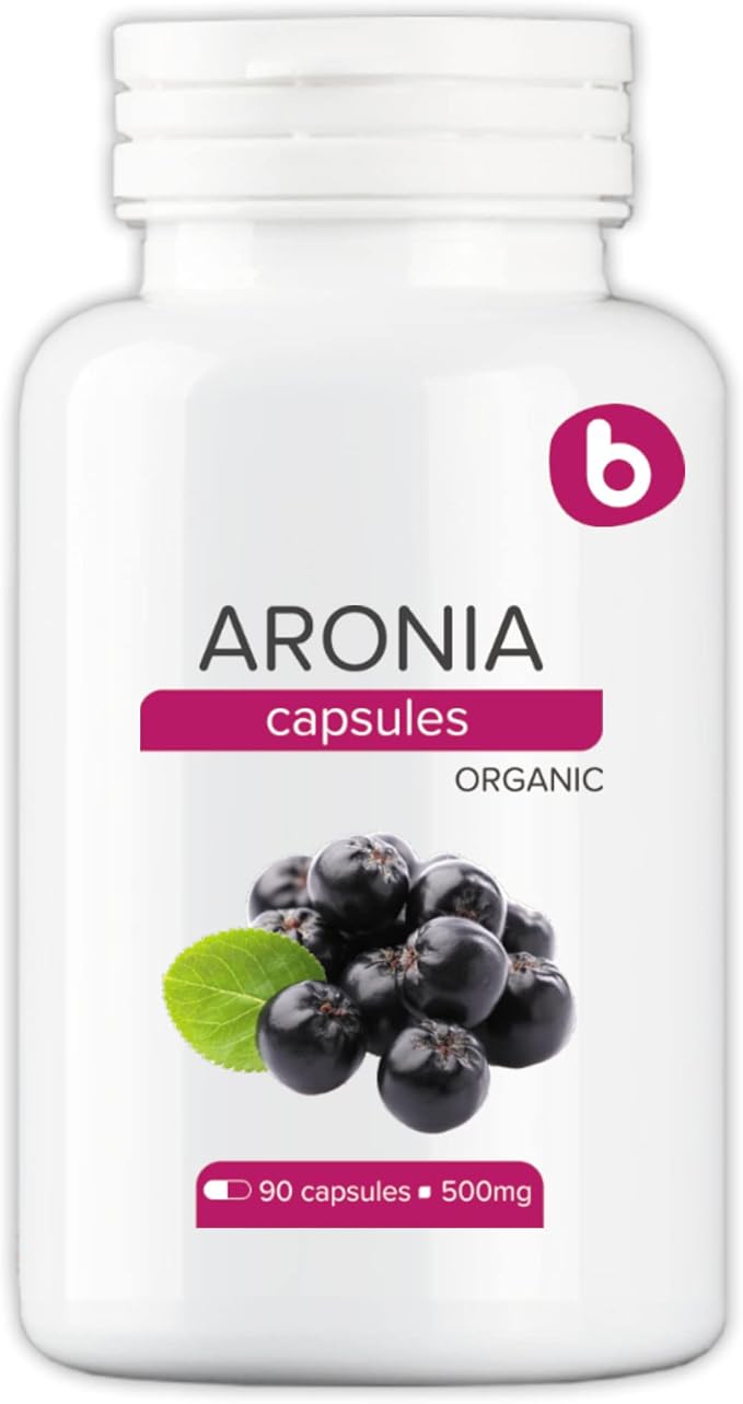 Organic Aronia Berry Capsules – Black Chokeberry Supplement with Natural Anthocyanins &amp Polyphenols – Supports Immune System – from Aronia Berries Powder – Non-GMO – 500mg 90 Vegan Capsules