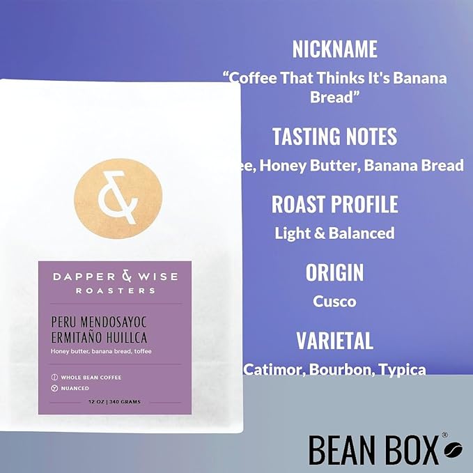 Peru Mendosayoc Ermitaño Huillca - Roasted by Dapper &amp Wise - Freshly Ground Coffee - 2 Pound Bag