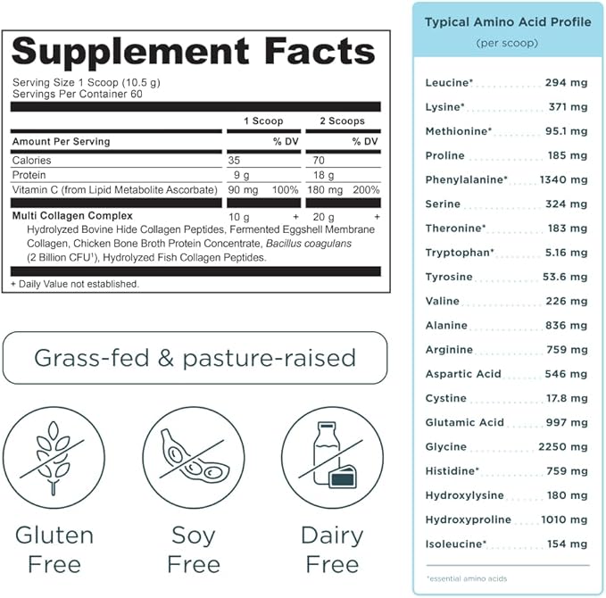 Ancient Nutrition Grass-fed Whey Protein Powder Vanilla Bean 35 Servings + Multi Collagen Protein Peptides Powder Vanilla 60 Servings
