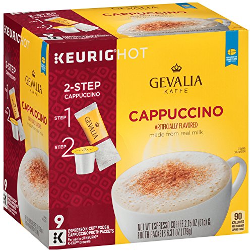 Gevalia Cappuccino K-CUP Pods and Froth Packets 9 Count (Pack of 6)