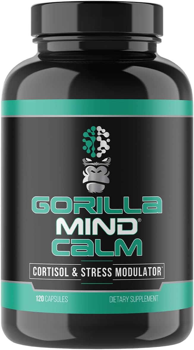 Gorilla Mind Calm (120 Capsules) - Potent Relaxation &amp Stress Reduction | Cortisol &amp Stress Modulator | Enhanced Recovery