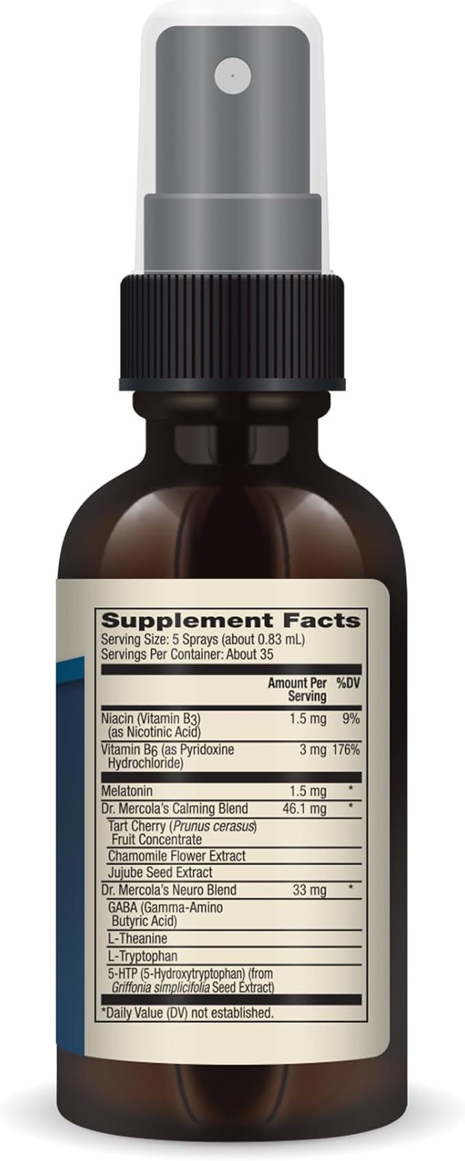 Dr. Mercola Sleep Support with Melatonin Spray - Supports Restful Sleep - Non-GMO Gluten-Free &amp Soy-Free - Natural Raspberry Flavor - 0.98 fl oz (3 Pack)