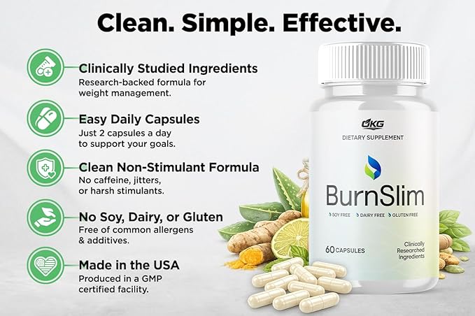 (3 Pack) Burn Slim Capsules Official Burnslim Support Pills Made with All Natural Ingredients Burn Slim Active Lifestyle Support Premium Health and Wellness Supplement Made in The USA (180 Capsules)