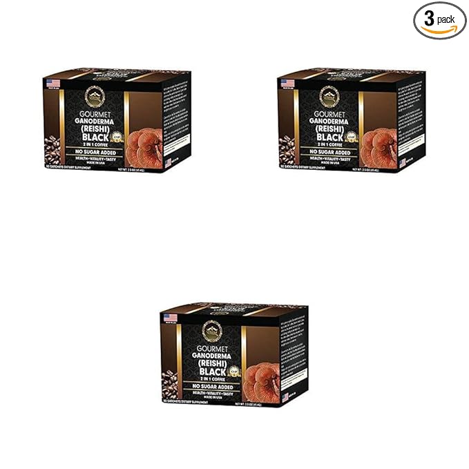 Eternal Gourmet Ganoderma (REISHI) Black Coffee 2 in1 Made in USA Cafe Negro con ganoderma Eternal Pack of 3