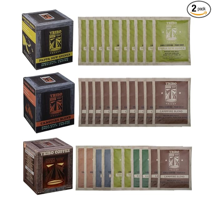 Tribo Coffee Single-Serve Portable Pour Over Drip Coffee | Medium-Dark Super Plus Bundle | 10 Servings per box (30 Servings)
