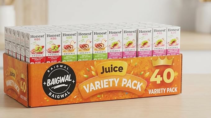 Variety Pack honest juice kids Assorted Organic Juice Drink 6 Fl Oz 40 Count