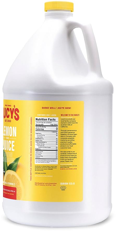 Lucy’s Family Owned - 100% Lemon Juice Gallon 128fl oz.