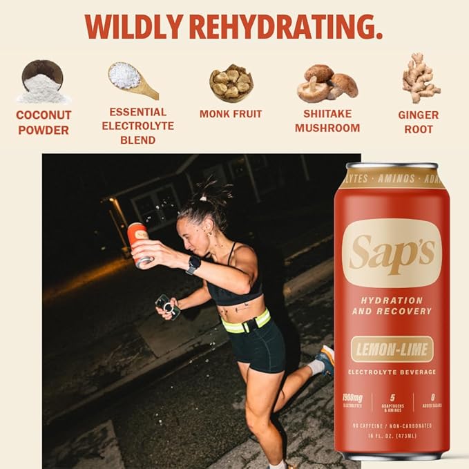SAPS Zero Added Sugar Electrolytes Drink with Adaptogens &amp Aminos - Lemon Lime Instant Hydration Sports Drink Zero Added Sugar Electrolyte Drinks No Artificial Colors &amp Flavors Fast Hydrati