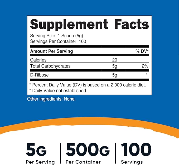 Nutricost D-Ribose Powder 500 Grams - 5000mg Per Serving Non-GMO (500 G (3 Pack))