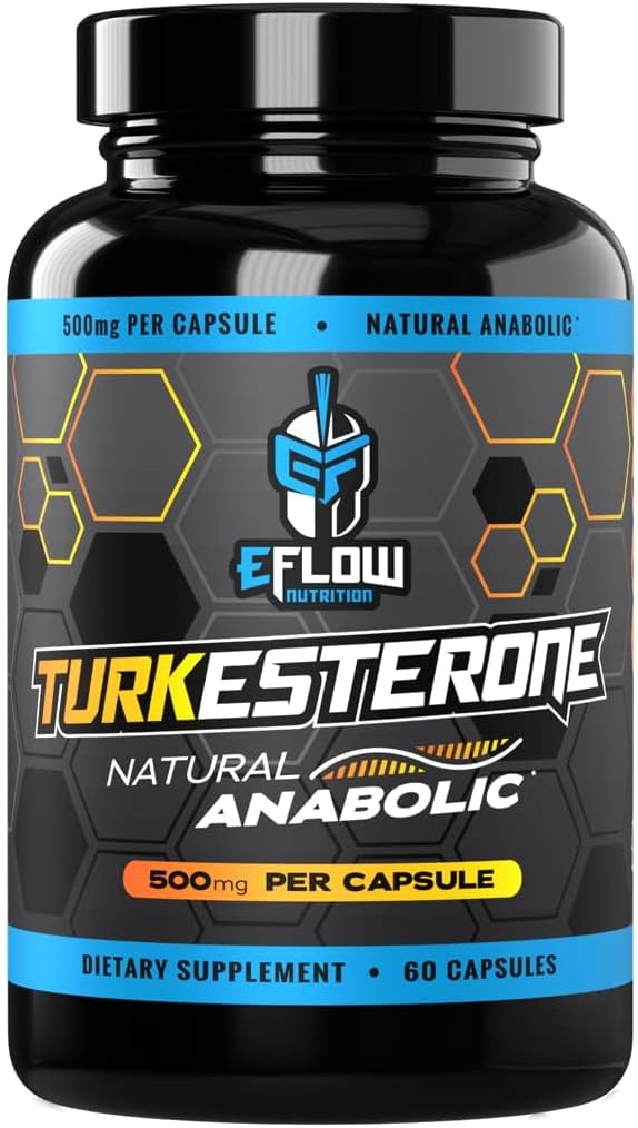eFlow Nutrition Turkesterone Supplement for Men [Highest Purity] + Cyclodextrin for High Absorption - Increase Stamina Lean Muscle Growth &amp Recovery Boosts Drive - 3rd Party Tested (60 Capsules)