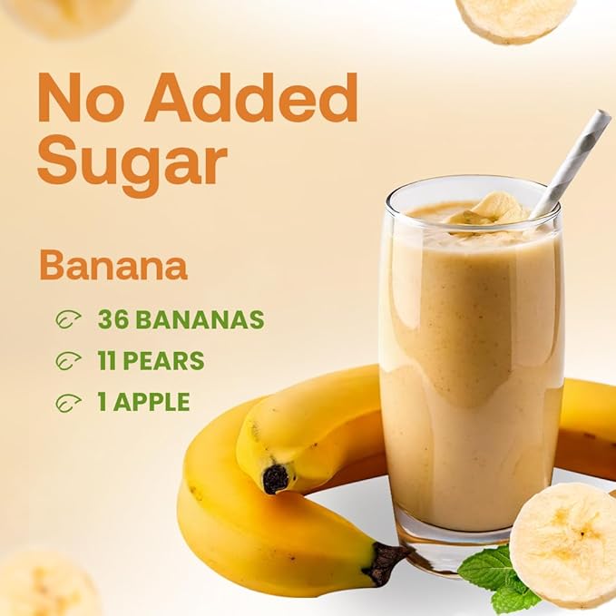 Dr. Smoothie 100% Crushed Banana – No Added Sugar Made with Real Fruits/Fruit Juice – Vegan No Artificial Colors or Flavors – Rich &amp Creamy Sweetness of Perfectly Ripe Bananas – 46 oz Bottle