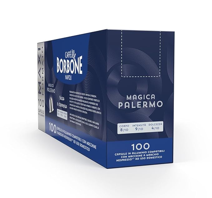 Caffè Borbone Magica Palermo Aluminum Capsules Compatible with Nespresso Original Machines Dark Roast 100 Count