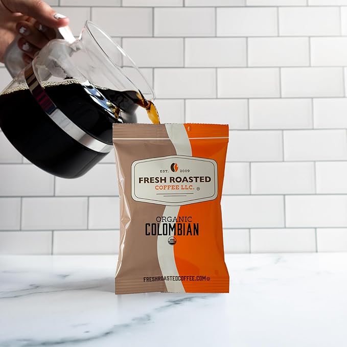 Fresh Roasted Coffee Organic Colombian | USDA Organic 100% Single Origin Kosher | Pre-Ground Fractional Packs 2.25 Ounce 36 Count