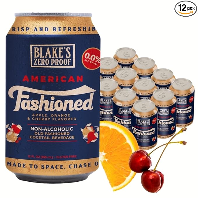 Blake’s Zero Proof American Fashioned Sparkling Mocktail – Non Alcoholic Carbonated Juice Beverage Gluten Free Bold Citrus Apple Cherry Inspired Flavor Lightly Carbonated Cocktail-Inspired Drink