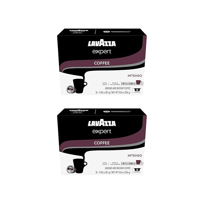 Lavazza Expert Intenso Coffee Capsules Dark Roast Arabica and Robusta Blend Compatible with Lavazza Classy Plus Machine (72 Capsules)