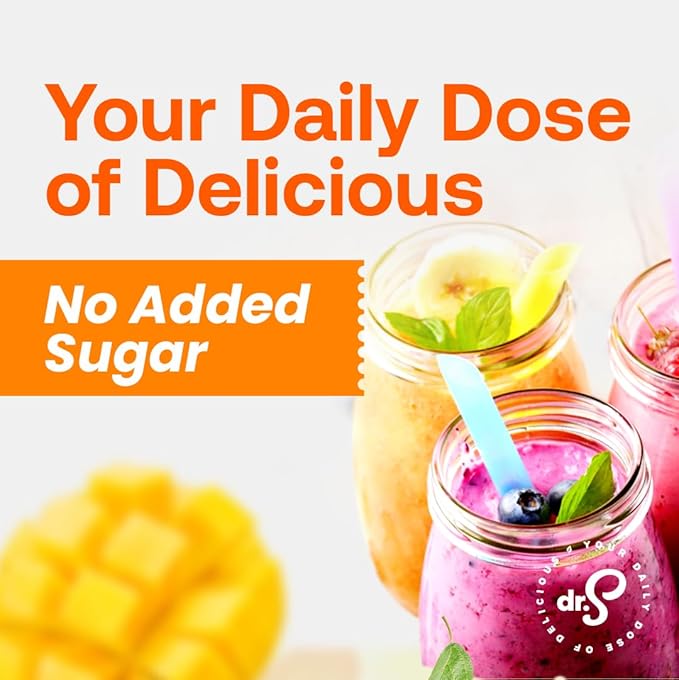 Dr. Smoothie 100% Crushed Mango – No Added Sugar Made with Real Fruits/Fruit Juice – Vegan No Artificial Colors or Flavors – Sweet Mango with a Hint of Pineapple &amp Banana – Six 46 oz Bottles
