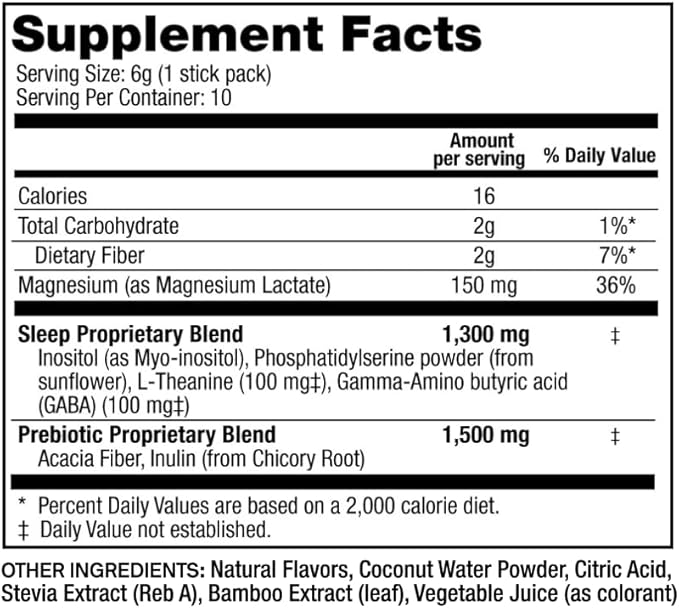 Sleep Supplement Melatonin-Free Magnesium Calm Powder GABA L-Theanine Myo-inositol Calm Sleep Drink Mix to Help Relax Sleep Powder Magnesium Powder for Sleep Super Calm Drink Mix 10pk