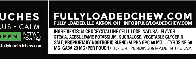 Fully Loaded Alpha Nootropic Pouches (Wintergreen) - 5 Cans - 15 Pouches per can - Effective Nootropic Delivery Nic Pouch Replacement - Faster Absorption Alpha GPC L-Tyrosine GABA