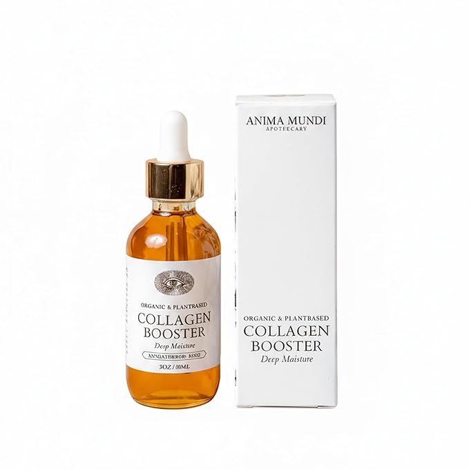 Anima Mundi Collagen Booster Face Oil Hydrating Organic Plant-Based Collagen Oil Rose Petals - Restore &amp Regenerate Collagen Receptors for Glowing Skin Complexion (1 Fl Oz)