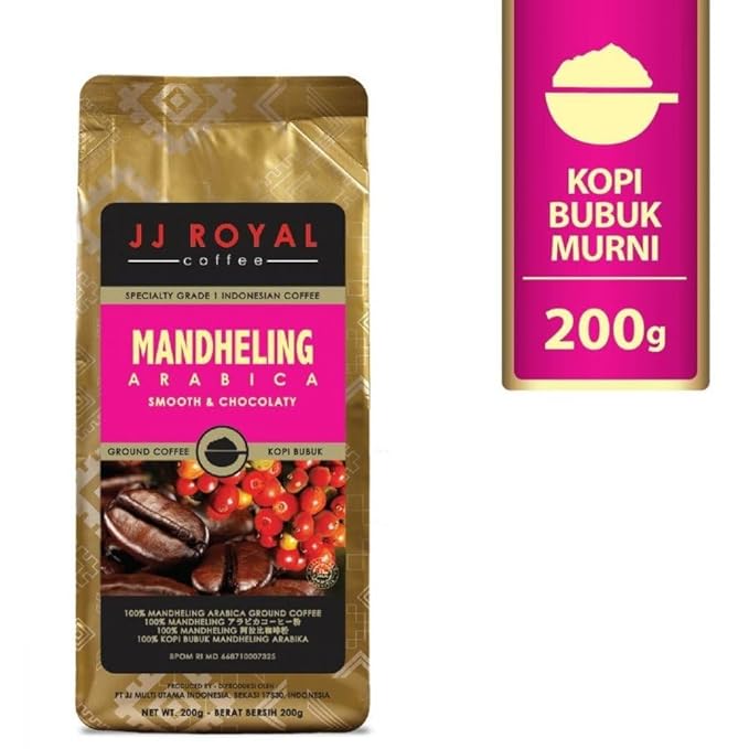 JJ Royal Coffee Mandheling Arabica 200g Ground Coffee (Pack of 1)